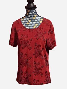 Red Jessica floral print short sleeve top